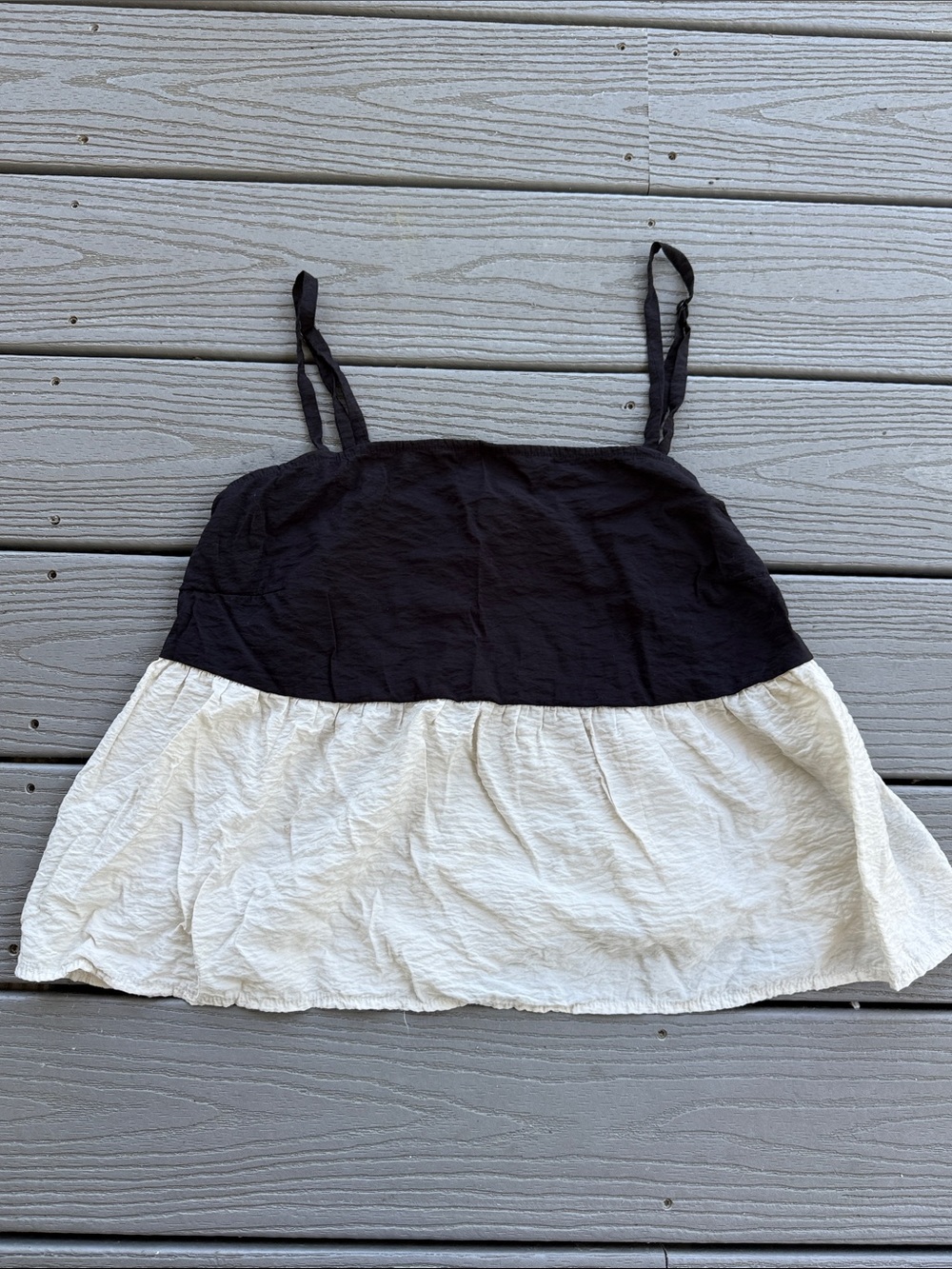 LOFT Black and Cream Two-Tone Top